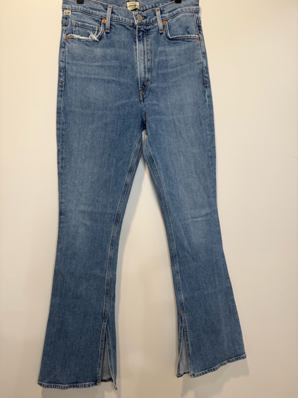 Citizens Of Humanity Medium Blue Flare Jeans with Front Slits